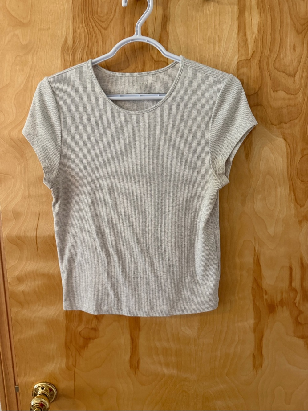 American Eagle Outfitters Short Sleeve Baby Tee - Heather Beige